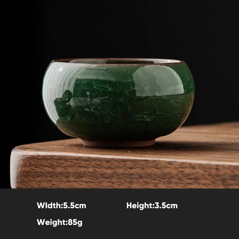 1pcs Ice Crackle Style Ceramic Tea Cup Vintage Celadon Teacup Household