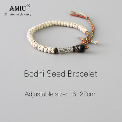 Natural Bodhi Beads Tibetan Buddhist Braided Cotton Thread LuckKnots Bracelet