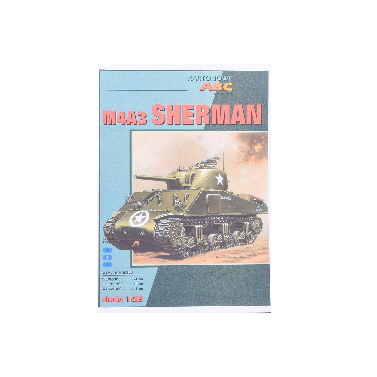 DIY 1/25 Scale USA Sherman M4A3 Tank Paper Model Military Tank Paper Model Scene