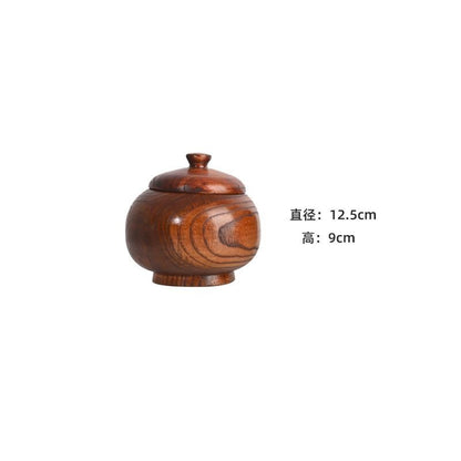 Wooden Tea Caddy 15×9cm Sealed Vintage Storage Jar Handmade Wood Craft