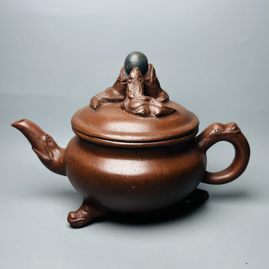 Vintage Chinese Yixing Purple Clay Teapot Zisha Ceremony Carving Collectible Art