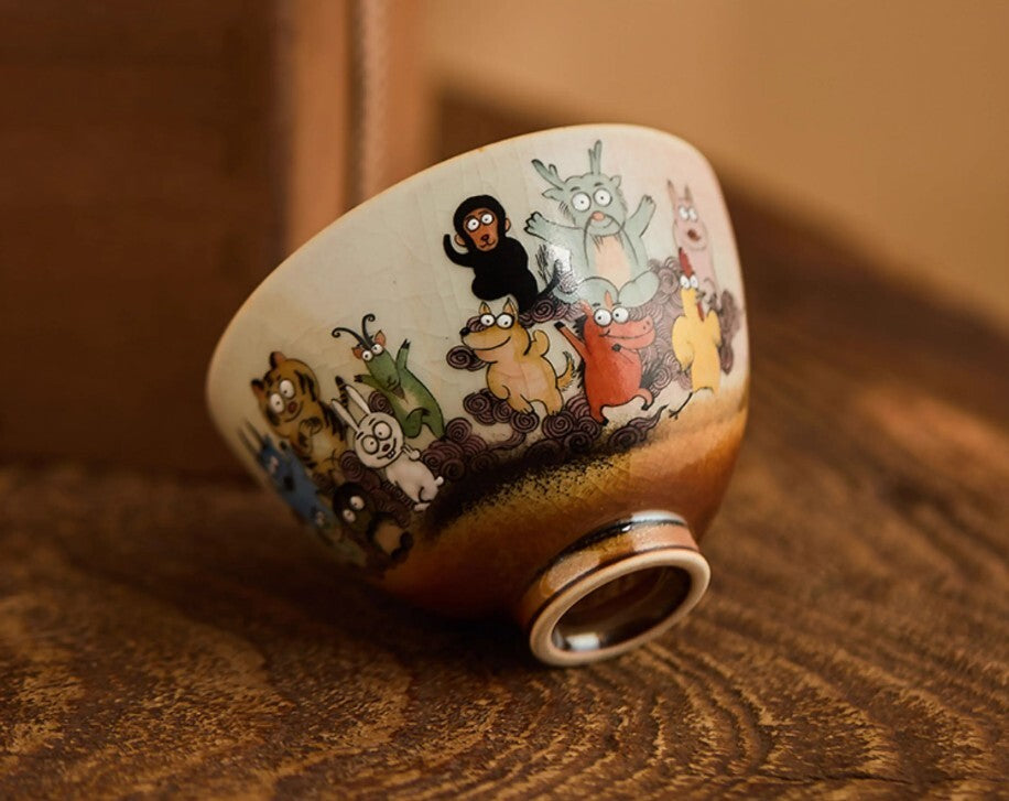 100cc China JingDeZhen Hand Drawing 12 zodiac master tea cup beauty ceramic cup
