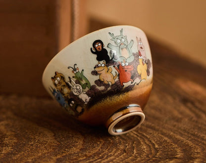 100cc China JingDeZhen Hand Drawing 12 zodiac master tea cup beauty ceramic cup