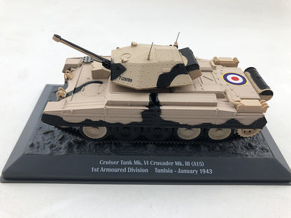 WWII TUNISIA CRUISER TANK MK VI CRUSADER MK III A15 1/43 DIECAST MODEL TANK