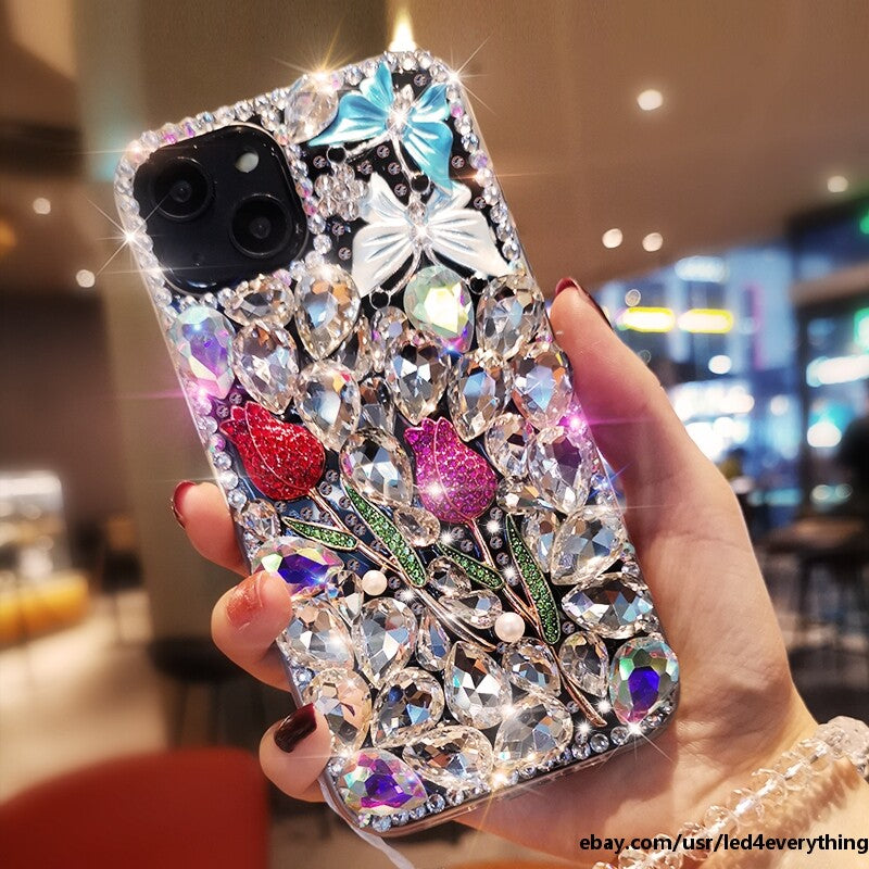 For iPhone 16/17 Pro Max 11/12/13/14/15 Luxurious Inlaid Rhinestones Phone case