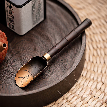 Sandalwood Copper Tea Spoon Tea Set Accessories Alloy Shovel Head Tea Collector