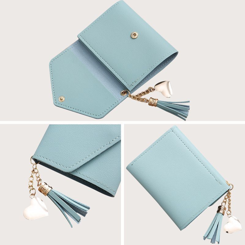 Fringed Wallet Synthetic Leather Three Fold Purse Card Purse Change Bags Pouches