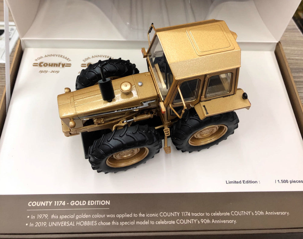 1:32 UH COUNTY 1174 Tractor Farm Vehicle Construction Machine Diecast Model Gold