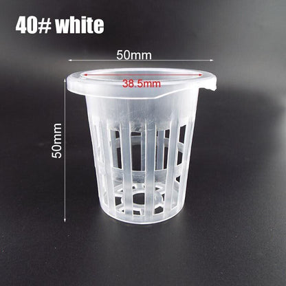 50Pcs Mesh Pot Net Cup Basket Hydroponic Nursery Aeroponic Plant Grow Clone Kit