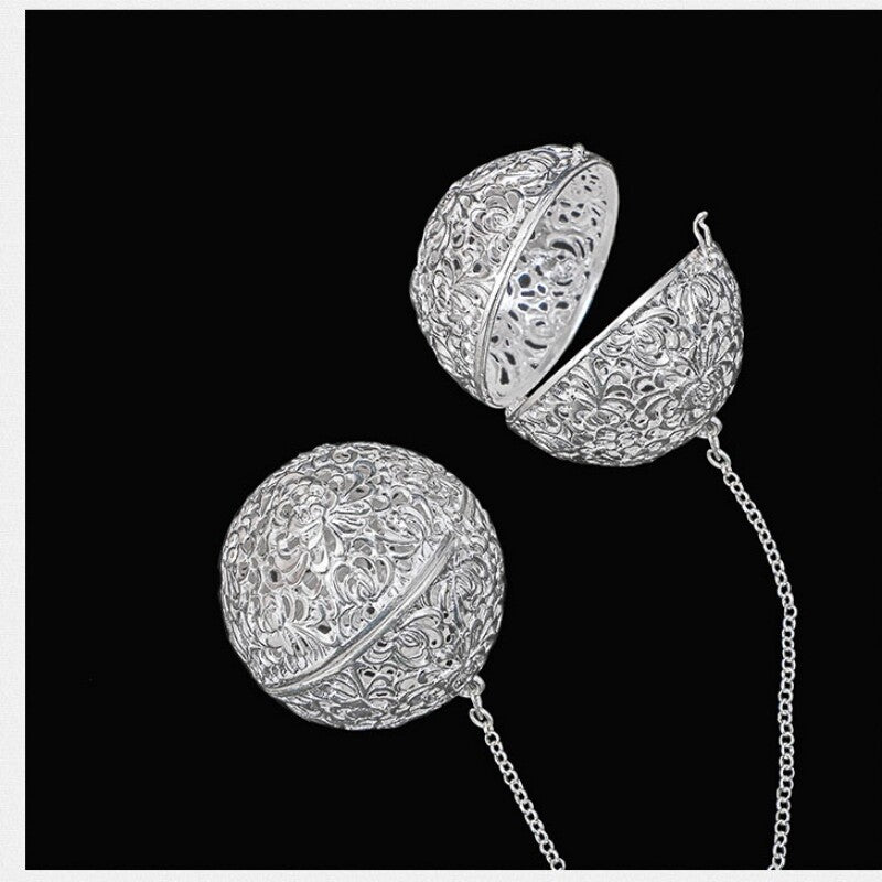 Full Handmade Artware 999 Sterling Silver Tea Stainer Filter Luxury Health Care
