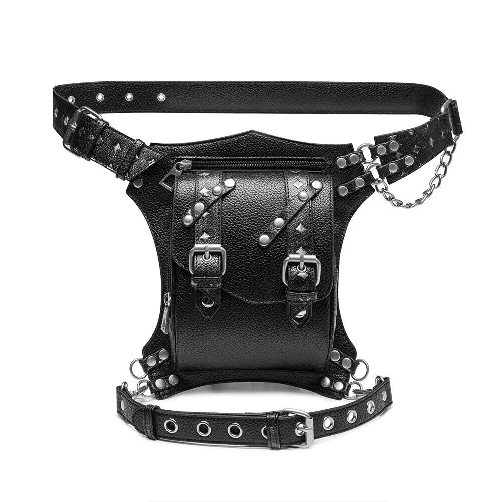 Lady's Leather Leg Drop Belt Bag Punk Rock Motorcycle Thigh Hip Waist Fanny Pack