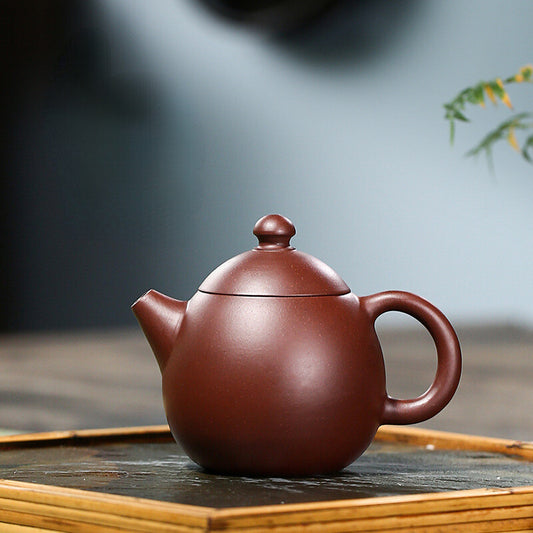 China Yixing Zisha Pottery Purple Zhu Clay Handmade 100cc Dragon Egg Teapot 小品龙蛋