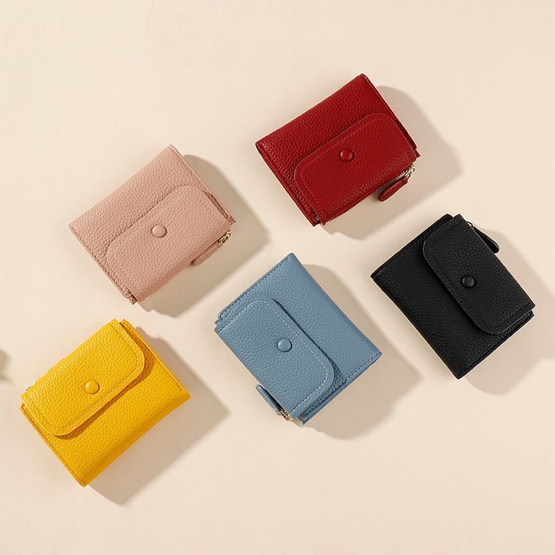 Small Synthetic Leather Wallet Mini Coin Purse Yellow Money Bags 11.5*9.3*2.7 CM