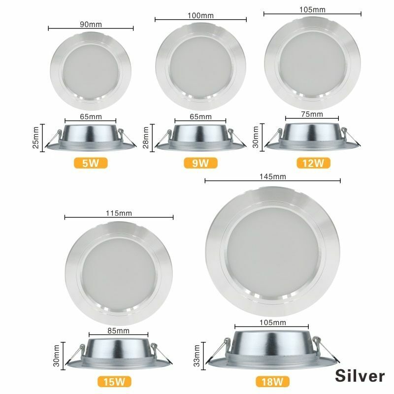 LED Downlight 5W 9W 12W 15W 18W Recessed Round Ceiling Lamp AC 220V 230V 240V