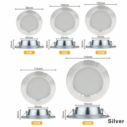 LED Downlight 5W 9W 12W 15W 18W Recessed Round Ceiling Lamp AC 220V 230V 240V