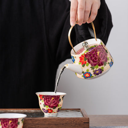 Tea Pot Tea Tray Cups Creative Enamel Color Tea Gift Luxury Business 7-piece Set