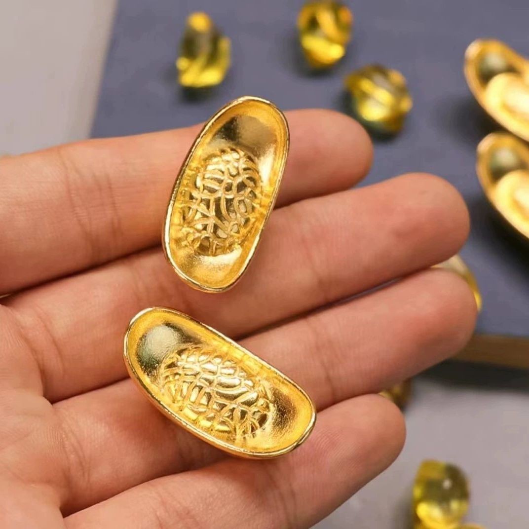 HOT 10Pcs! Gold Ingots, Feng Shui, Yuanbao, Shengcai Kaiyun Collection Toy Gift