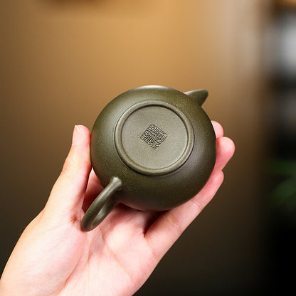 tea pot 3.4oz level pot marked handmade small kungfu tea pot zisha green clay