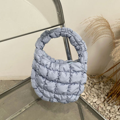 Quilted Shoulder Bag Pleated Cloud Shape Versatile Small Shoulder Handbag Totes