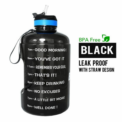 Water Bottle 1 Gallon Straw Clear Plastic Drinking Bottles Big GYM Jug Cup BPA
