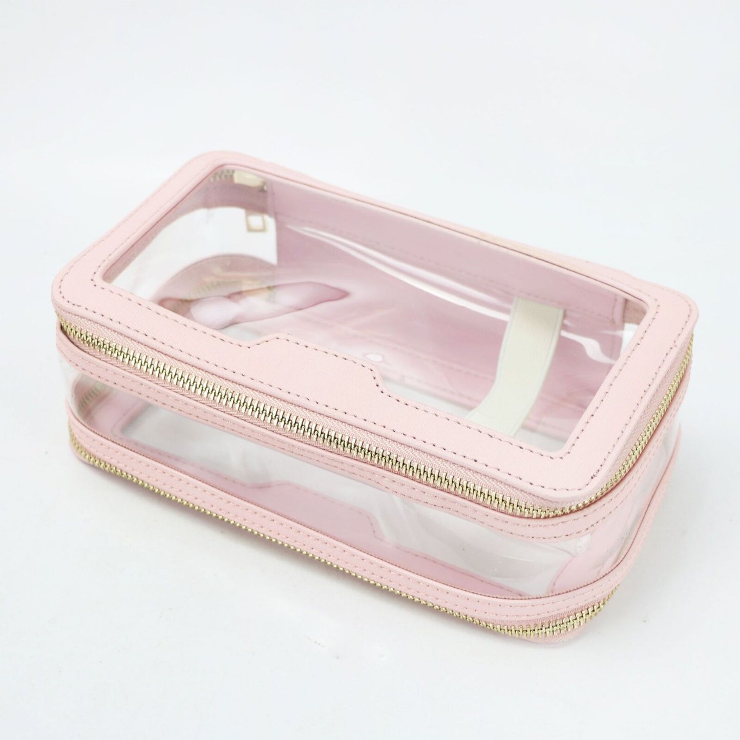 Leather Travel Cosmetic Bag Waterproof Makeup Storage Bag Clear 21.5*8*11.5 CM