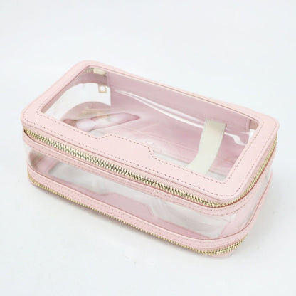 Leather Travel Cosmetic Bag Waterproof Makeup Storage Bag Clear 21.5*8*11.5 CM
