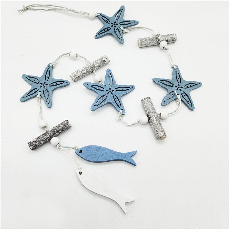 Wall Hanging Wood Mediterranean Starfish Hung Fish Nautical Pendant Studio Props
