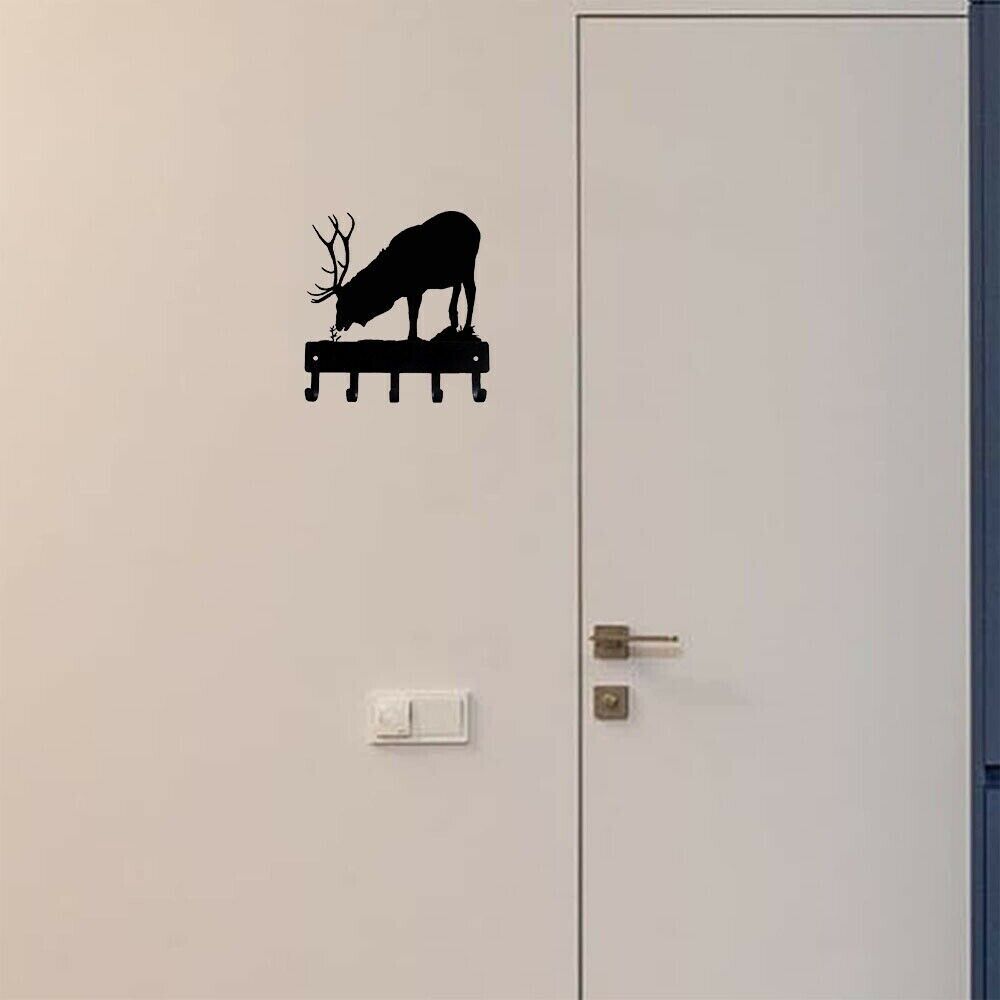 Elk Bull Key Rack Hanger Wall Mounted Hook Up Pendant Wall Art Home Decor