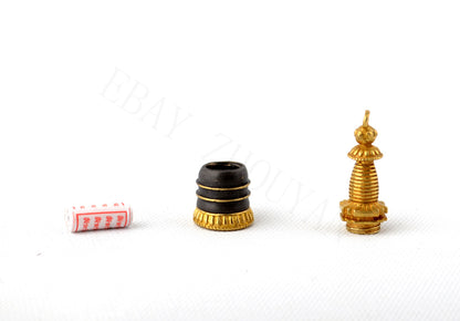 Old Blessed Tibetan Gilt Stupa Pendant Buddhist Amulet Nectar Pill Sutra Holder