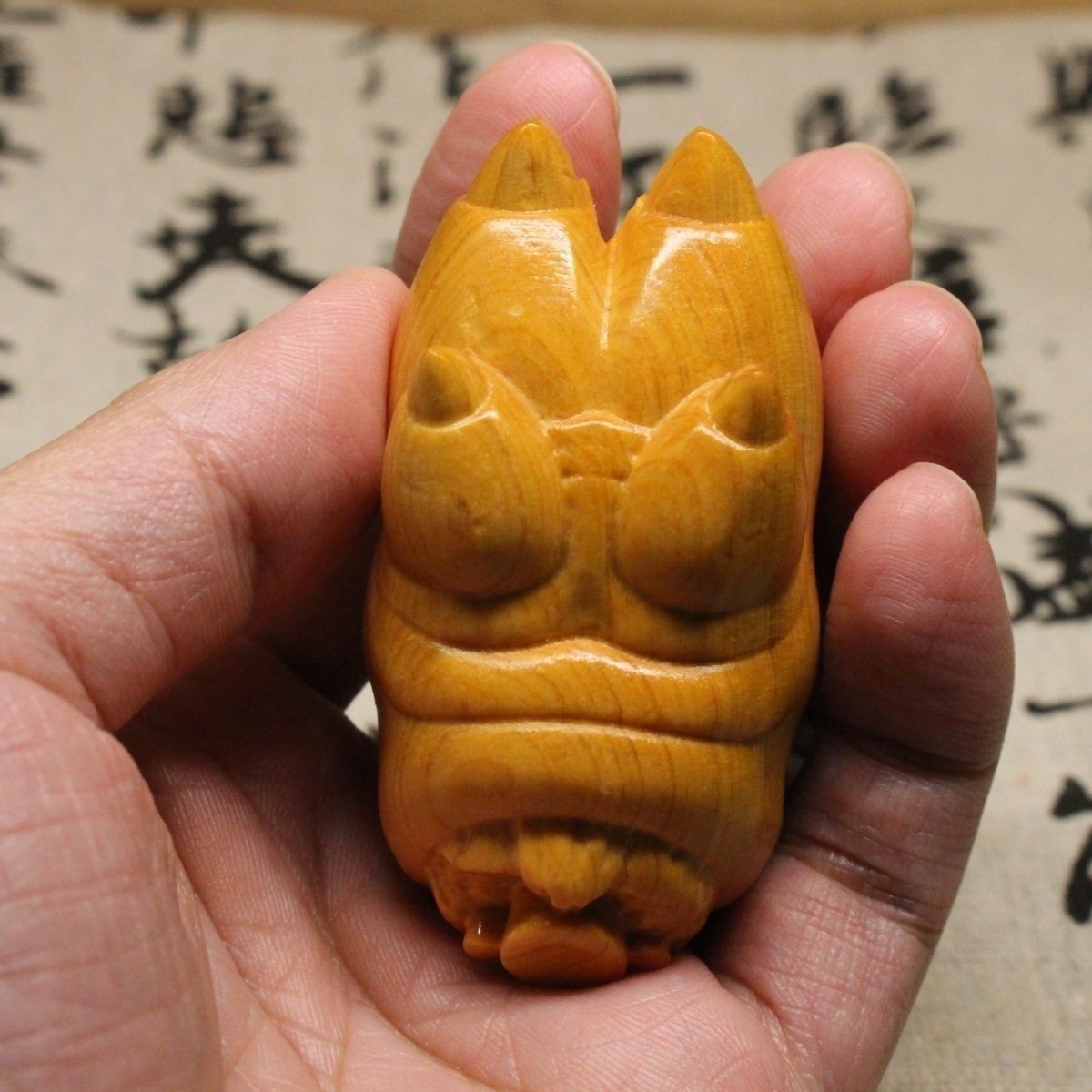 Yabai Wood Pig Trotter Hand Carved Reunion Wenwan Pendant Decor Craft