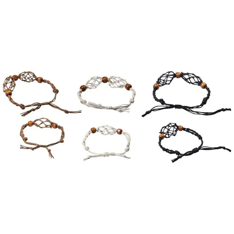 Macrame Bracelet Cord Net Bag Adjustable Empty Without Stone Crystal Gems Holder