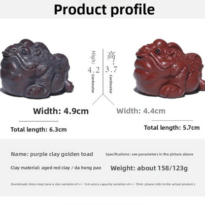 1Pc Yixing Purple Clay Tea Pet Golden Toad Wealth Attracting Ornament Handmade