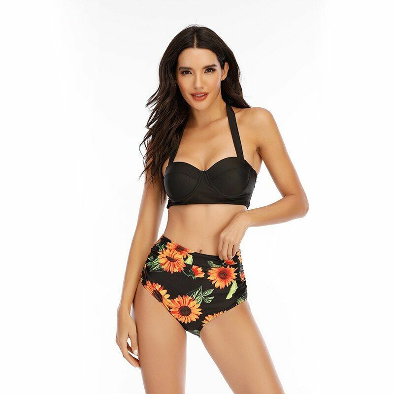 Women Swimsuit Sleeveless Bikini Set Shorts Two Piece Set Bathing Suit Swimwear