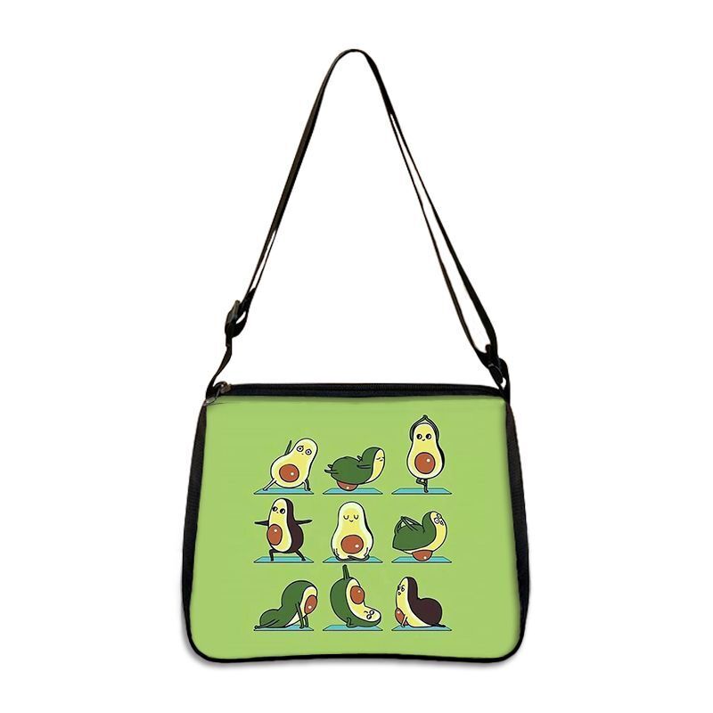 Cute Avocado Lemon Print Shoulder Bags Handbag Clutch Lipstick Purse Storage Bag