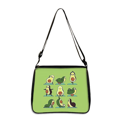 Cute Avocado Lemon Print Shoulder Bags Handbag Clutch Lipstick Purse Storage Bag