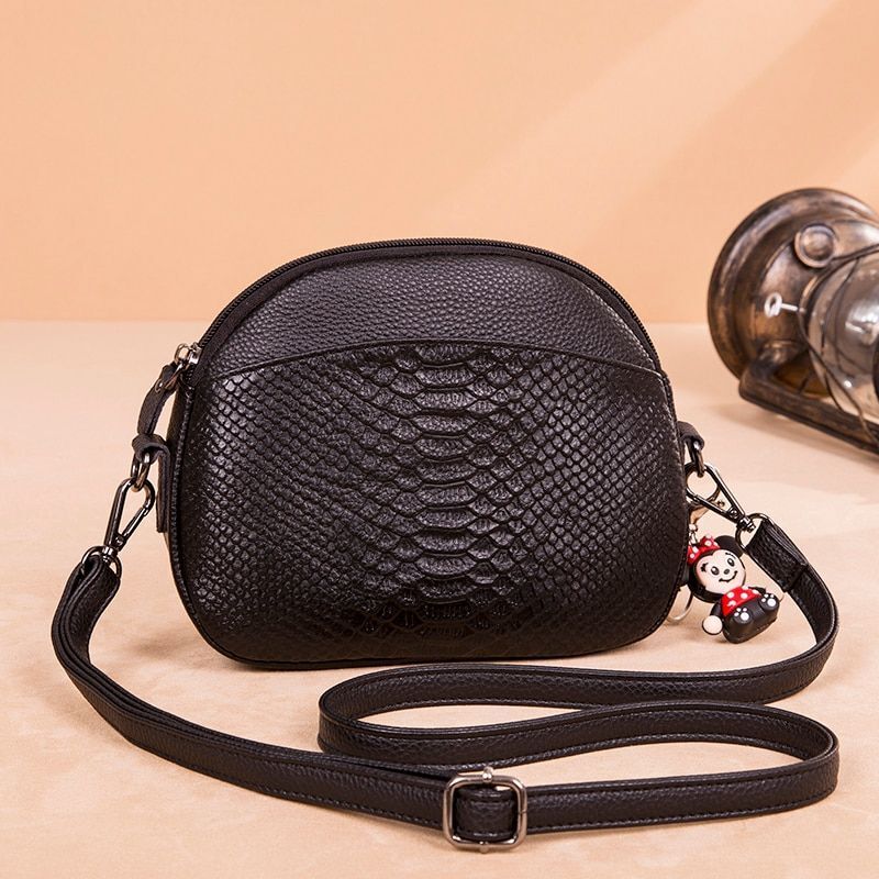 Pattern Genuine Leather Crossbody Bag Casual Shell Handbag Shoulder Purse Nylon