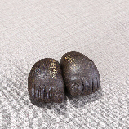 One Pair Feet Yixing Zisha Purple Clay Tea Pet Creative House Warming Gift New