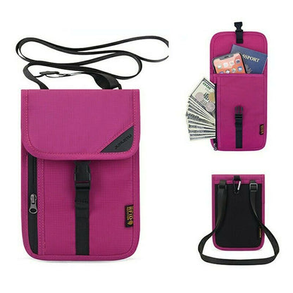 Rfid Protection Bag Travel Small Coin Purse Zipper Nylon 14*20cm Pink Grey Black