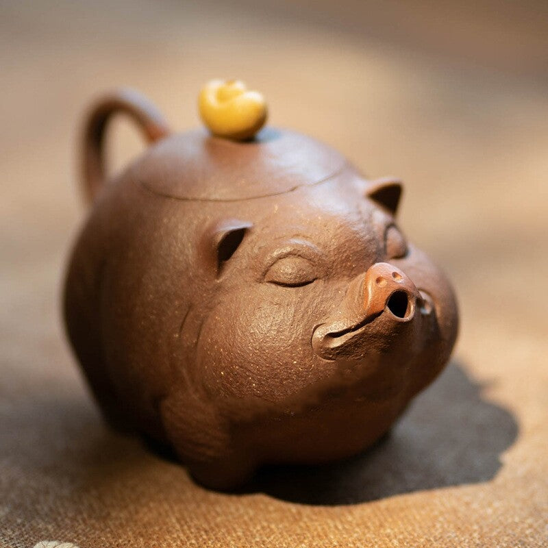 Full Handmade Tea Pot Pig Design Artware Real Yixing Zisha Master Pot 7 Holes