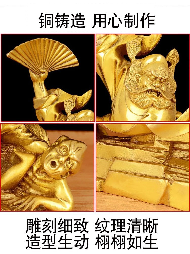 Chinese Brass Zhong Kui Ghost Buster Statue Taoism Deity Feng Shui Home Decor