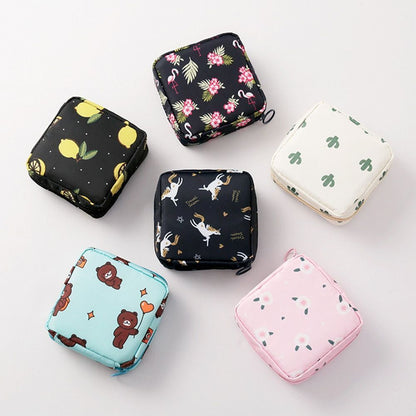 Storage Bag Napkin Pouch Cosmetic Bags Organizer Makeup Purse Nylon Black Travel