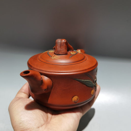 Chinese Yixing Zisha Clay Handmade Exquisite bamboo shape Teapot 品名：松竹梅壶 底款：朱可心