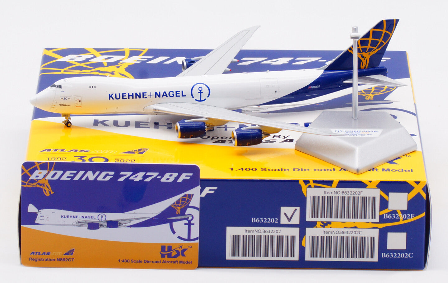 1:400 HX Models ATLAS AIR BOEING 747-8 Passenger Airplane Diecast Aircraft Model
