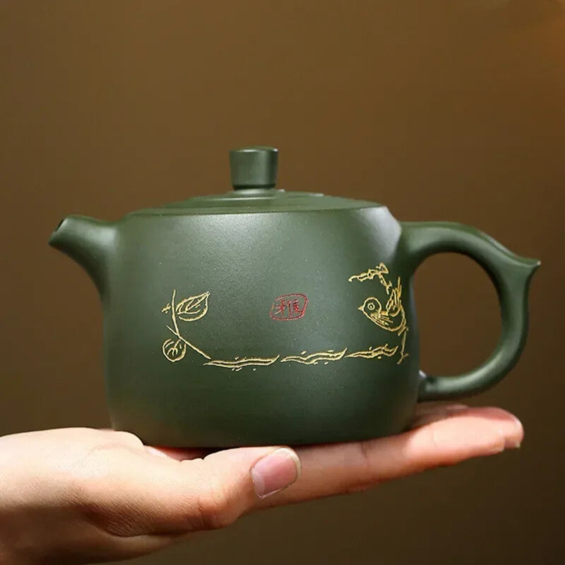 Yixing Famous Purple Clay Teapots Handmade Tea Pot Raw Ore Green Mud Chinese