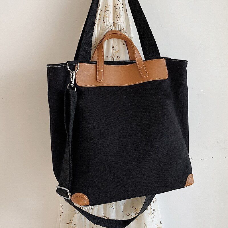 Canvas Handbag Shoulder Crossbody Bag Large Leather Shopper Bag 41*35*17CM Pouch