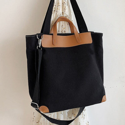Canvas Handbag Shoulder Crossbody Bag Large Leather Shopper Bag 41*35*17CM Pouch