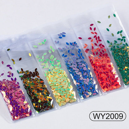 6 grids/bag Nail Art Sequins Colorful Nail Polish Flakes Foils For ManicurSE