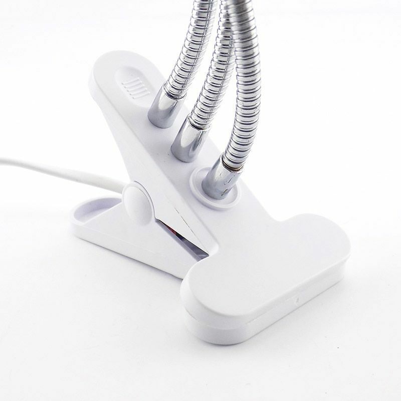 Desk Light Clip On E27 Socket 3 Head Flexible Off Switch Lamp Holder LED Plant