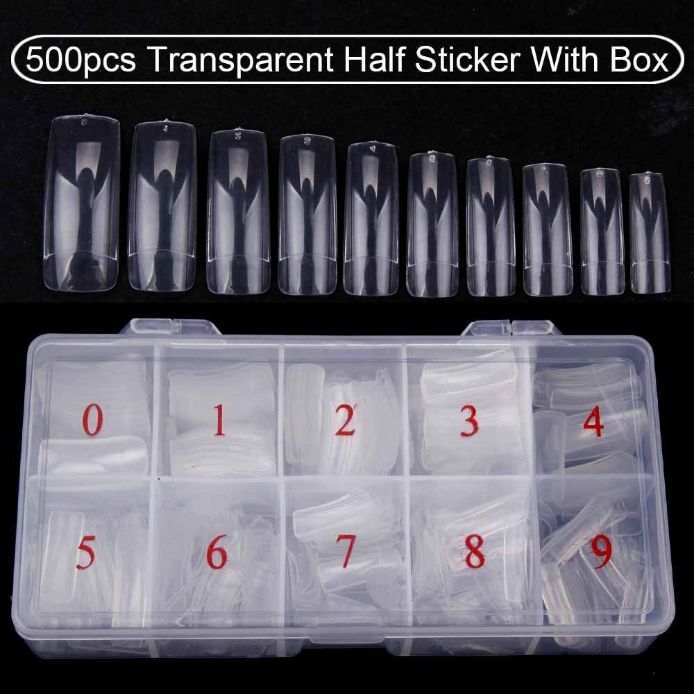 Nail Capsule 500Pcs Acrylic Transparent Artificial Full Cover Nails Tip Manicure