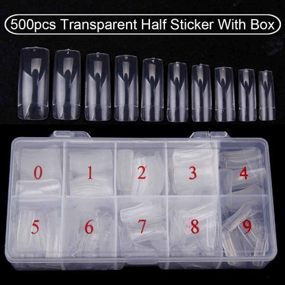 Nail Capsule 500Pcs Acrylic Transparent Artificial Full Cover Nails Tip Manicure